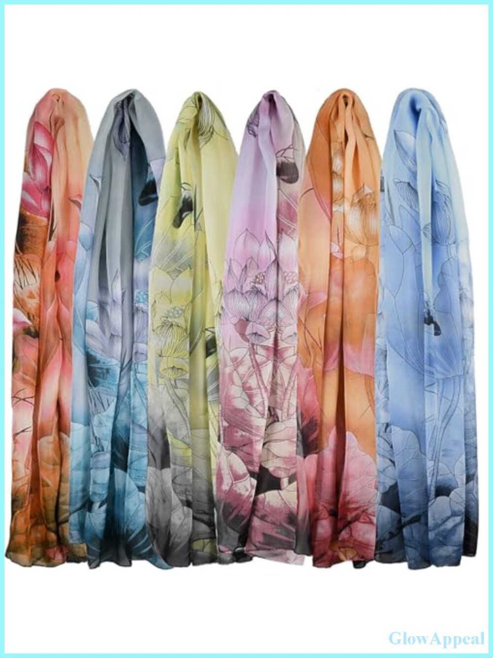 6 Pack Chiffon Scarves Women Lightweight Floral Wrap